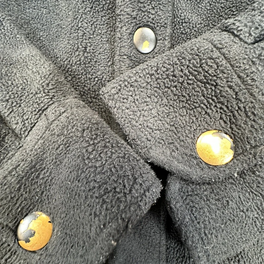True Religion Fleece Shirt Jacket Mens Medium Black Snap Front Shacket Horseshoe